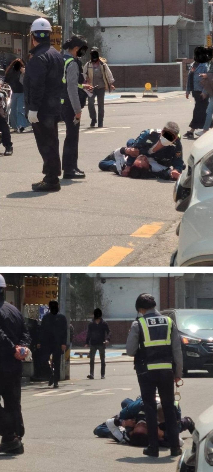 범법자 제압하는 경찰들