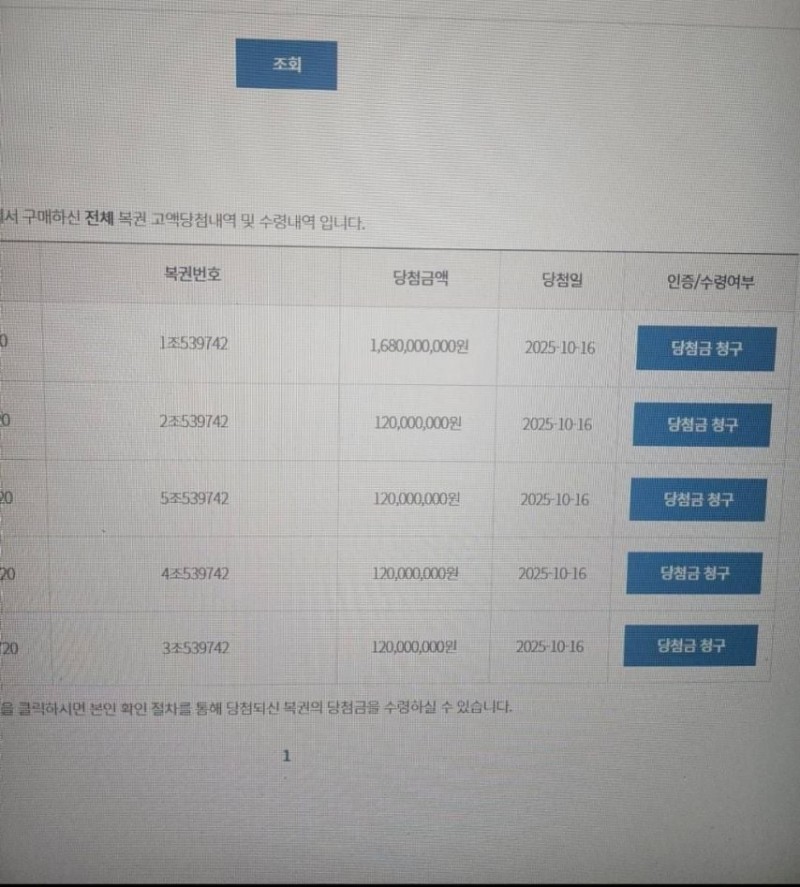 연금복권 1등 2등 같이 당첨되었다는 사람.