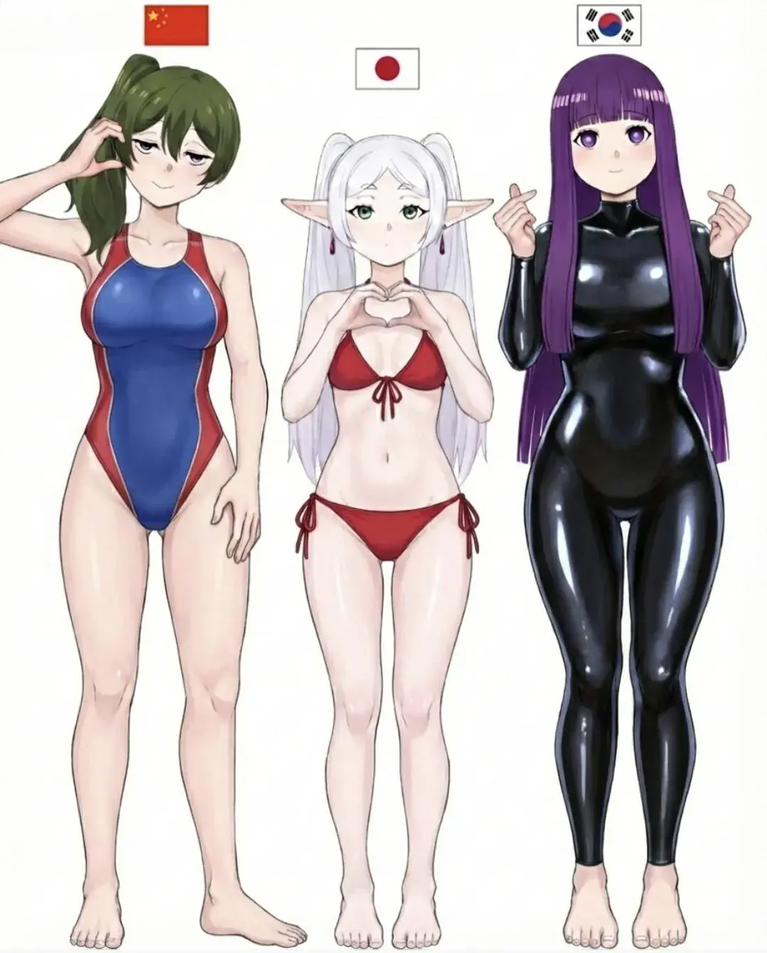 한국과 일본의 여고생의 수영복 차이점