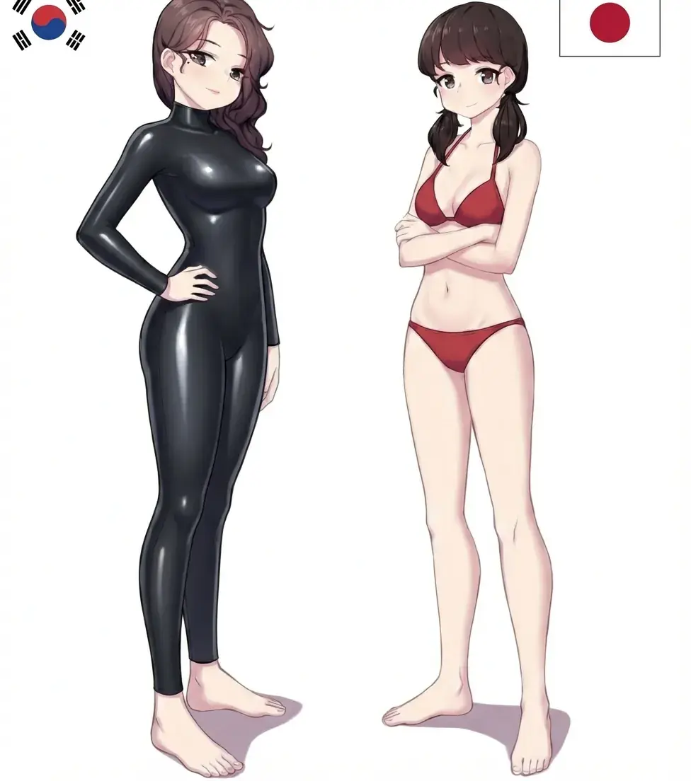 한국과 일본의 여고생의 수영복 차이점