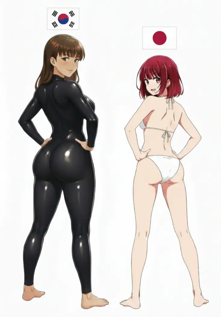 한국과 일본의 여고생의 수영복 차이점